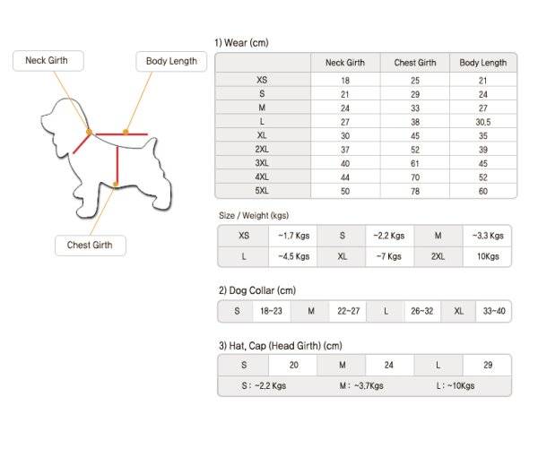 画像1: Size Chart　（XS〜XL) (1)