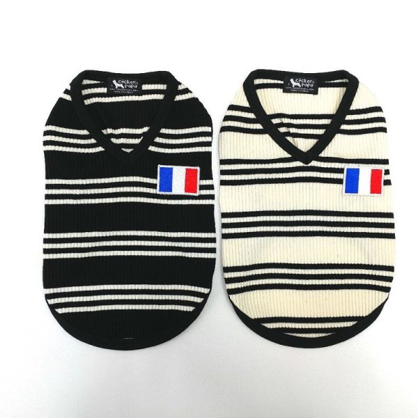 画像2: 犬服 おしゃれ ノースリーブ S M L XL 小型犬 中型犬 春夏秋冬 ボーダー Vネック Tシャツ doggystar ドッギースター  即日出荷出来ます (2)