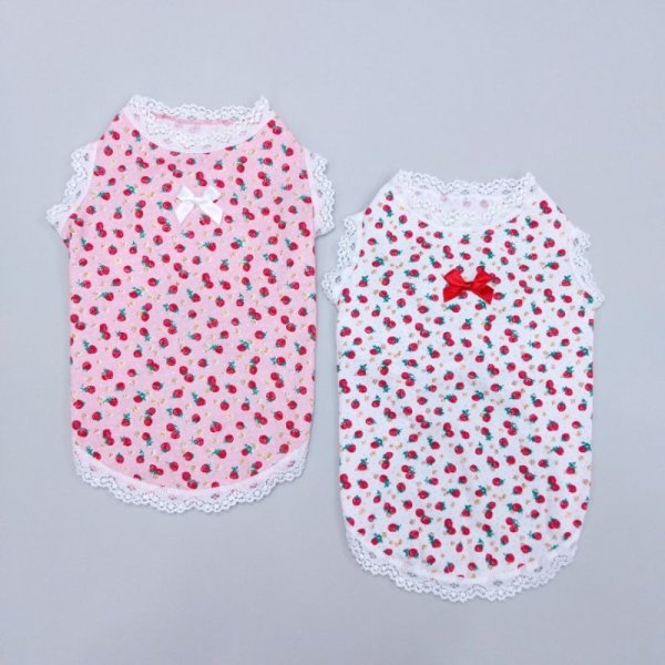 画像3: 犬服 フリフリ 可愛い レース いちご タンクトップ S M L XL 小型犬 中型犬 春夏秋冬 doggystar ドッギースター  即日出荷できます (3)