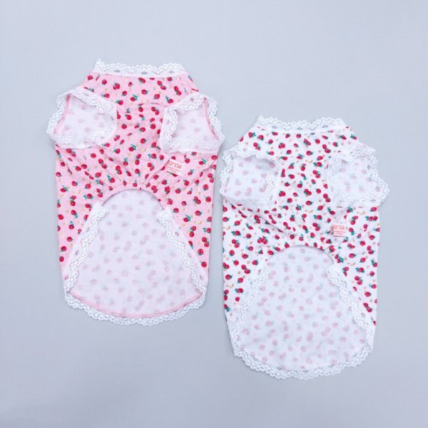 画像4: 犬服 フリフリ 可愛い レース いちご タンクトップ S M L XL 小型犬 中型犬 春夏秋冬 doggystar ドッギースター  即日出荷できます (4)