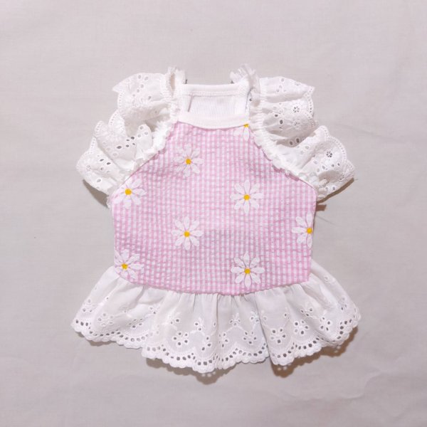 画像4: 犬 服 フリフリ おしゃれ 夏 XS  S  M  L  XL 小型犬 中型犬 かわいい デイジー柄 チェック ショート タンクトップ doggystar ドッギースター  即日発送出来ます (4)