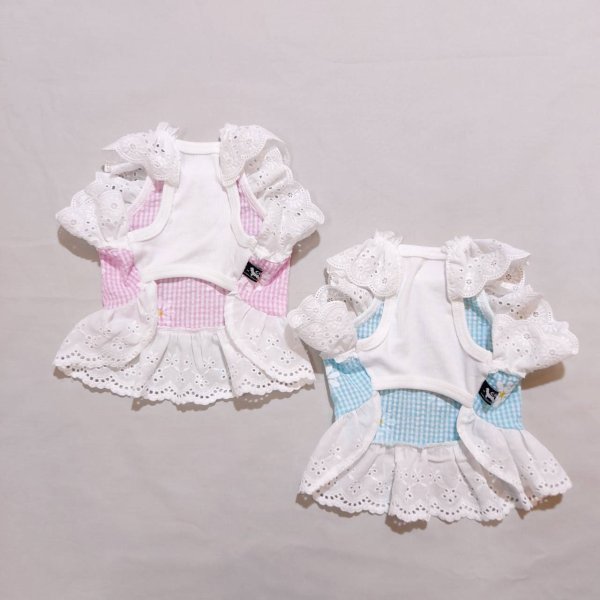 画像3: 犬 服 フリフリ おしゃれ 夏 XS  S  M  L  XL 小型犬 中型犬 かわいい デイジー柄 チェック ショート タンクトップ doggystar ドッギースター  即日発送出来ます (3)