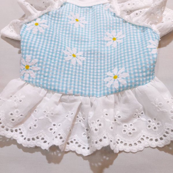 画像8: 犬 服 フリフリ おしゃれ 夏 XS  S  M  L  XL 小型犬 中型犬 かわいい デイジー柄 チェック ショート タンクトップ doggystar ドッギースター  即日発送出来ます (8)