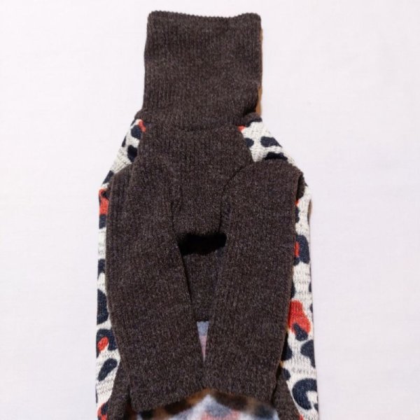 画像7: イタグレ服 セール S M L XL 2XL 3XL ヒョウ柄 裏起毛 ニット 長袖 Tシャツ 小型犬 中型犬 大型犬 冬服 doggystar ドッギースター 即日発送出来ます (7)