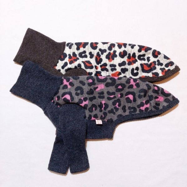 画像2: イタグレ服 セール S M L XL 2XL 3XL ヒョウ柄 裏起毛 ニット 長袖 Tシャツ 小型犬 中型犬 大型犬 冬服 doggystar ドッギースター 即日発送出来ます (2)