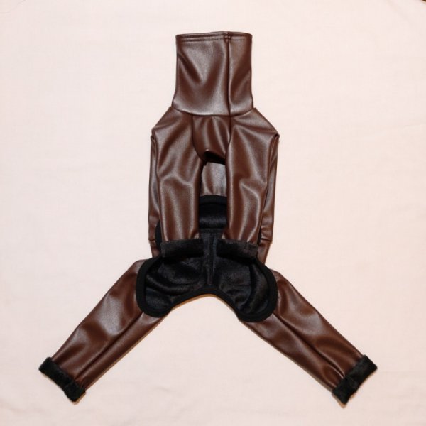 画像5: イタグレ 服 S M L XL 2XL 3XL 起毛 レザーミンク ロンパース 小型犬 中型犬 大型犬 秋 冬服 doggystar ドッギースター 即日発送出来ます (5)