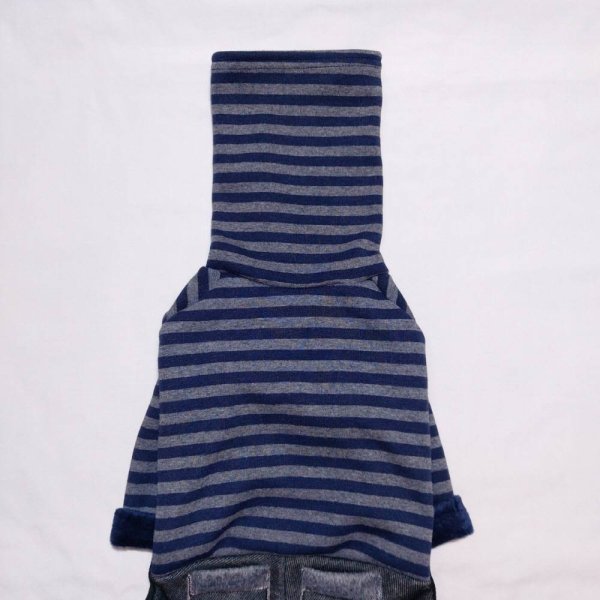 画像4: イタグレ服 S M L XL 2XL 3XL ボーダー 起毛ストライプデニム ロンパース つなぎ 小型犬 中型犬 大型犬 春 秋 冬服 doggystar ドッギースター 即日発送できます。 (4)