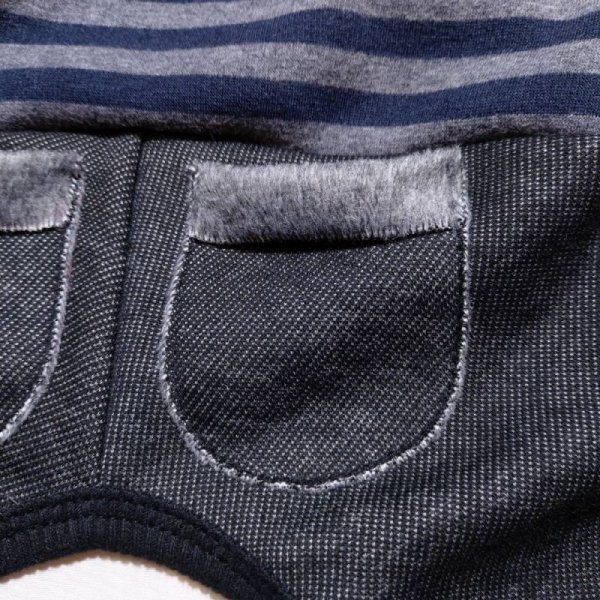 画像8: イタグレ服 S M L XL 2XL 3XL ボーダー 起毛ストライプデニム ロンパース つなぎ 小型犬 中型犬 大型犬 春 秋 冬服 doggystar ドッギースター 即日発送できます。 (8)