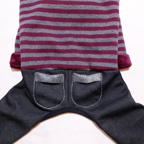 画像13: イタグレ服 S M L XL 2XL 3XL ボーダー 起毛ストライプデニム ロンパース つなぎ 小型犬 中型犬 大型犬 春 秋 冬服 doggystar ドッギースター 即日発送できます。 (13)