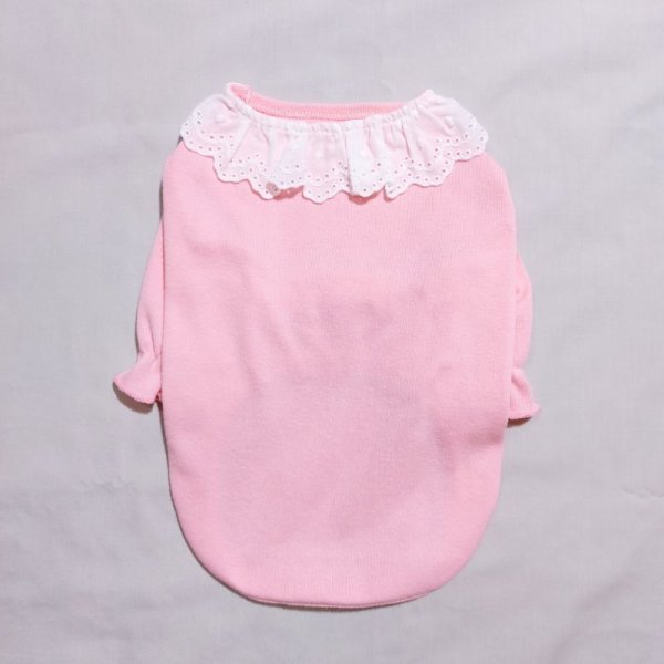 画像4: 犬服 Tシャツ レース 襟 長袖 可愛い シンプル 無地 小型犬 中型犬 春夏秋冬 S M L XL doggystar  ドッギースター 即日出荷できます (4)