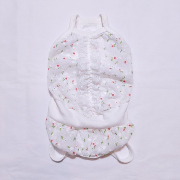 画像4: 犬服 ロンパース ショート丈 レース かぼちゃパンツ 可愛い シンプル  小型犬 中型犬 春夏秋 S M L XL doggystar ドッギースター   (4)