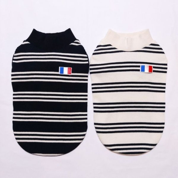 画像2: 犬服 ボーダー フランス シンプル Tシャツ S M L XL 2XL 3XL 4XL 5XL 6XL 小型犬 中型犬 大型犬 春 夏 秋 冬 袖なし おしゃれ ペット服 doggystar ドッギースター 即日発送致します (2)
