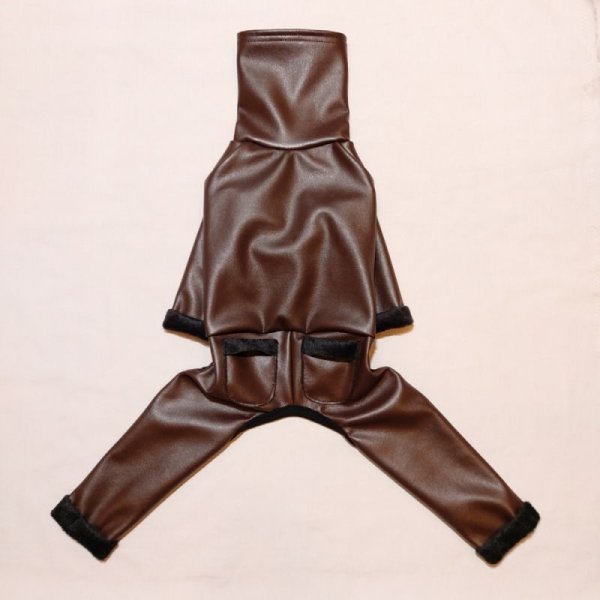 画像3: イタグレ 服 S M L XL 2XL 3XL 起毛 レザーミンク ロンパース 小型犬 中型犬 大型犬 秋 冬服 doggystar ドッギースター 即日発送出来ます (3)