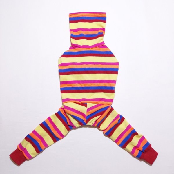 画像12: イタグレ 服 S M L XL 2XL 3XL カラフル ボーダー ロンパース つなぎ 小型犬 中型犬 大型犬 春 夏 秋 冬  室内着 パジャマ doggystar ドッギースター 即日発送出来ます (12)