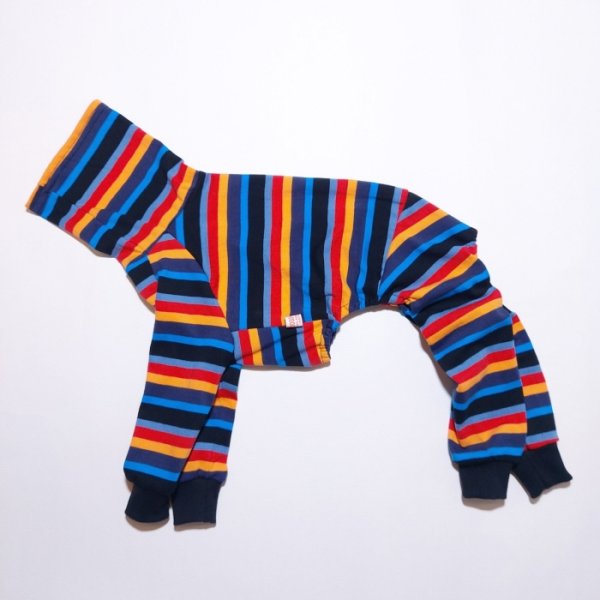 画像4: イタグレ 服 S M L XL 2XL 3XL カラフル ボーダー ロンパース つなぎ 小型犬 中型犬 大型犬 春 夏 秋 冬  室内着 パジャマ doggystar ドッギースター 即日発送出来ます (4)