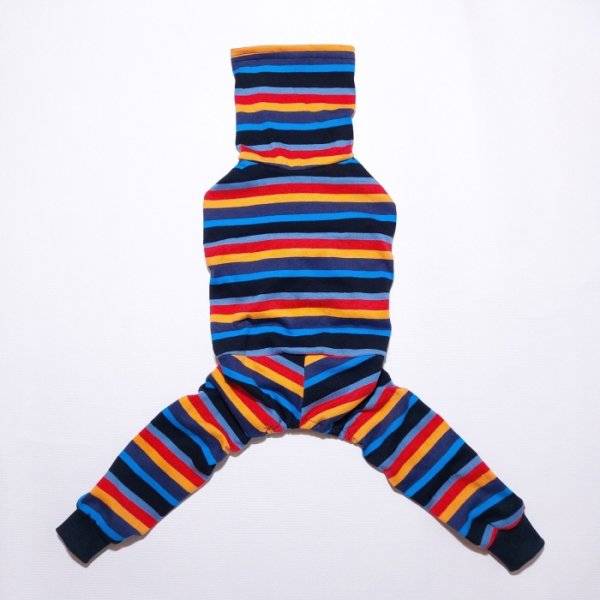 画像5: イタグレ 服 S M L XL 2XL 3XL カラフル ボーダー ロンパース つなぎ 小型犬 中型犬 大型犬 春 夏 秋 冬  室内着 パジャマ doggystar ドッギースター 即日発送出来ます (5)