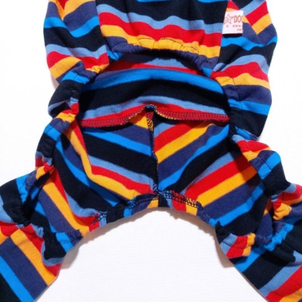 画像6: イタグレ 服 S M L XL 2XL 3XL カラフル ボーダー ロンパース つなぎ 小型犬 中型犬 大型犬 春 夏 秋 冬  室内着 パジャマ doggystar ドッギースター 即日発送出来ます (6)