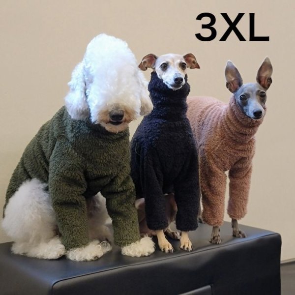 画像1: ウィペット服 3XL 大型犬 春 秋 冬 doggystar もこもこ ボア 無地 長袖 Tシャツ　即日出荷できます (1)