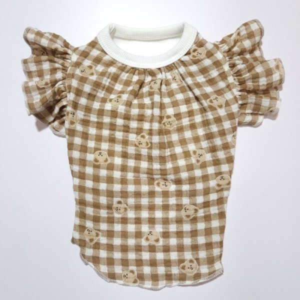 画像3: 犬服 S M L XL チェック フリル Tシャツ 春 夏 秋 ブラウス doggystar ドッギースター 即日発送できます (3)