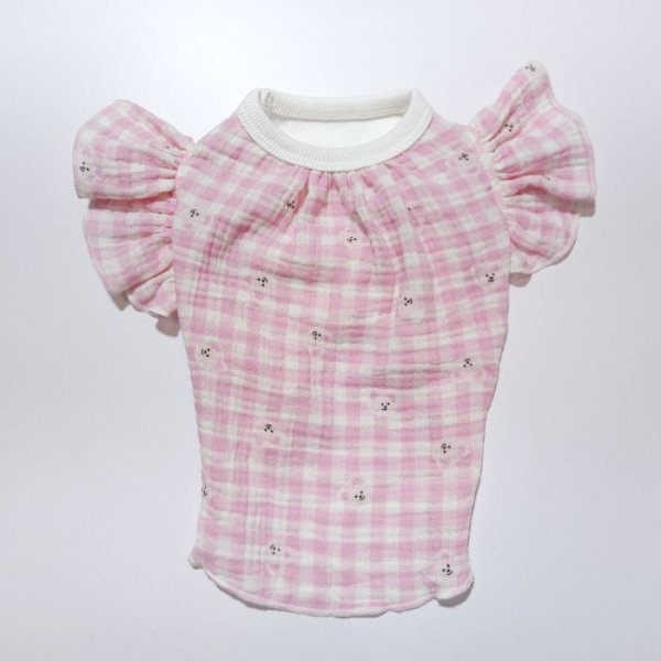 画像7: 犬服 S M L XL チェック フリル Tシャツ 春 夏 秋 ブラウス doggystar ドッギースター 即日発送できます (7)