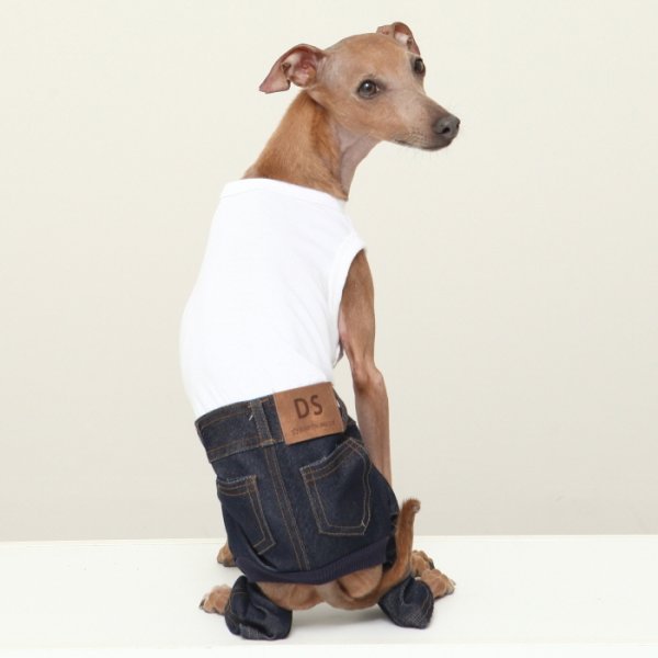 画像2: イタグレ服  S M L XL 2XL 3XL デニム ロンパース つなぎ 小型犬 中型犬 大型犬 春夏服 秋冬服 doggystar ドッギースター  伸縮性抜群 即日発送致します (2)