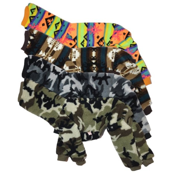 画像2: イタグレ服 S M L XL 2XL 3XL 小型犬 中型犬 大型犬 秋冬 ネイティブ柄 迷彩柄 フリース ロンパース doggystar ドッギースター 即日発送出来ます (2)