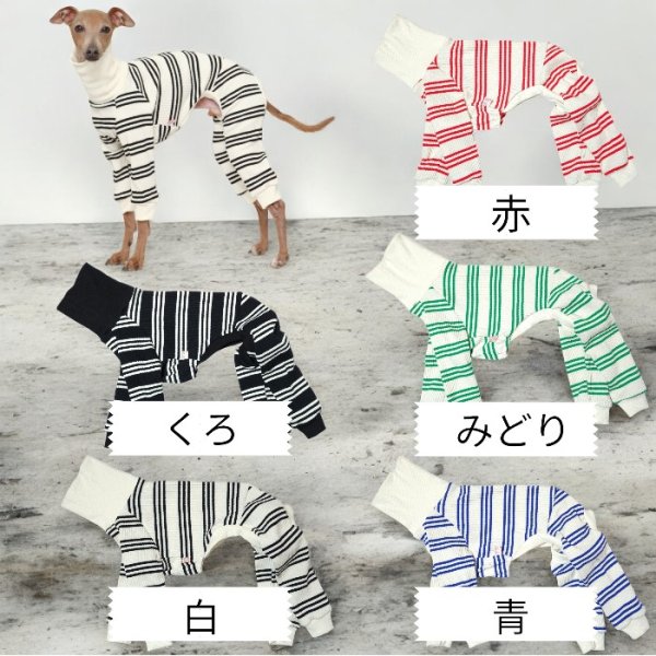 画像2: イタグレ服  S M L XL 2XL 3XL ボーダーロンパース つなぎ 小型犬 中型犬 大型犬 春夏服 秋冬服 doggystar ドッギースター 伸縮性抜群 即日発送致します (2)