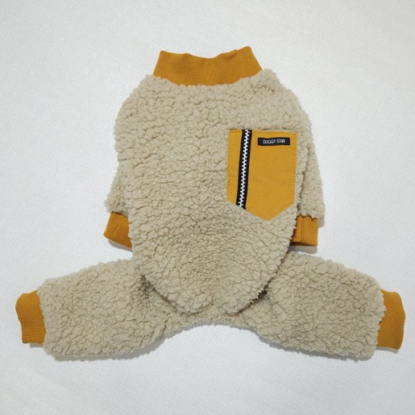 画像3: 犬服 ボア ポケット フリース ロンパース 小型犬 中型犬 冬 軽量 doggystar ドッギースター S M L XL 即日発送出来ます (3)