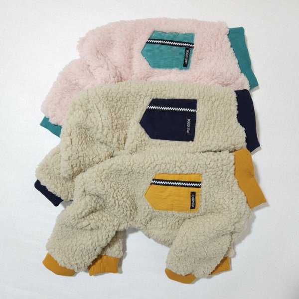 画像2: 犬服 ボア ポケット フリース ロンパース 小型犬 中型犬 冬 軽量 doggystar ドッギースター S M L XL 即日発送出来ます (2)