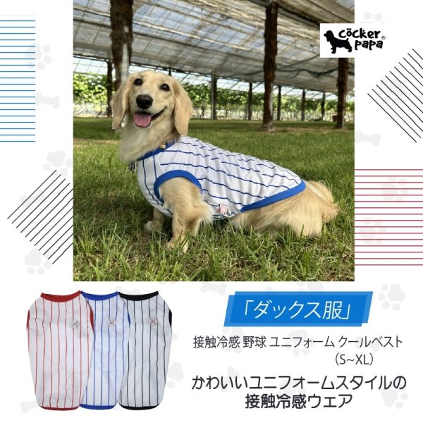 画像1: ダックスフンド 服 接触冷感 野球 ユニフォーム クールベスト Tシャツ 小型犬 中型犬 S M L XL 春夏 ダックス おしゃれ 犬 洋服 doggystar ドッギースター 即日発送できます (1)