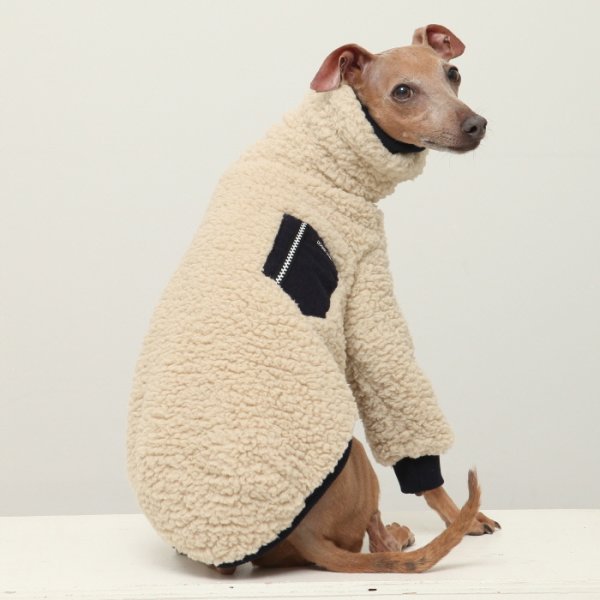 画像5: イタグレ服 S M L XL 2XL 3XL ボア ポケット フリース  長袖 Tシャツ 小型犬 中型犬 大型犬 秋 冬 doggystar ドッギースター 即日発送出来ます (5)