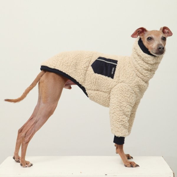 画像3: イタグレ服 S M L XL 2XL 3XL ボア ポケット フリース  長袖 Tシャツ 小型犬 中型犬 大型犬 秋 冬 doggystar ドッギースター 即日発送出来ます (3)