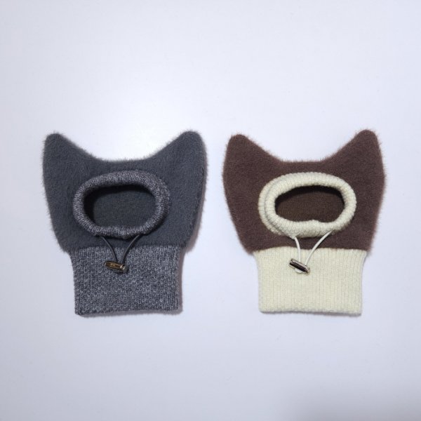 画像2: イタグレ帽子 S  L 小型犬 中型犬 秋冬 耳付き ニットキャップ ビニー帽 ほっかむり帽子（服は含まれません）doggystar ドッギースター即日発送出来ます。 (2)