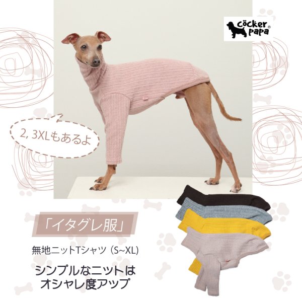 画像1: イタグレ服 無地ニットTシャツ S M L XL 2XL 3XL 小型犬 中型犬 春夏秋冬室内着 インナー doggystar ドッギースター 即日発送出来ます (1)