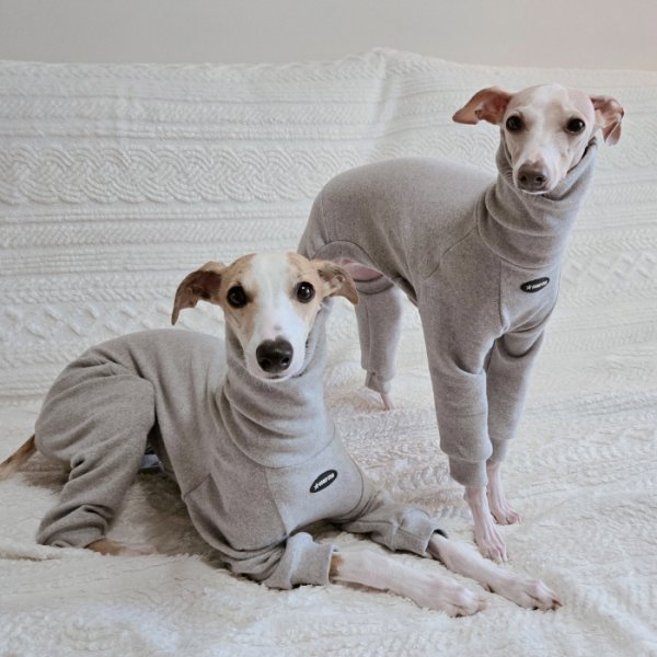 画像1: イタグレ服 S M L XL 2XL 3XL ピーチ 無地 長袖 ロンパース つなぎ 小型犬 中型犬 大型犬 春  秋 冬 doggystar ドッギースター 10/14より発送出来ます (1)