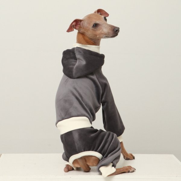 画像14: イタグレ服  S M L XL 2XL 3XL コーデュロイ パーカー リブ地   ロンパース つなぎ 小型犬 中型犬 大型犬 春 秋 冬服 doggystar ドッギースター  即日発送できます。 (14)