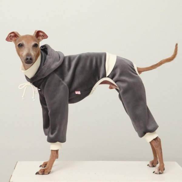 画像12: イタグレ服  S M L XL 2XL 3XL コーデュロイ パーカー リブ地   ロンパース つなぎ 小型犬 中型犬 大型犬 春 秋 冬服 doggystar ドッギースター  即日発送できます。 (12)