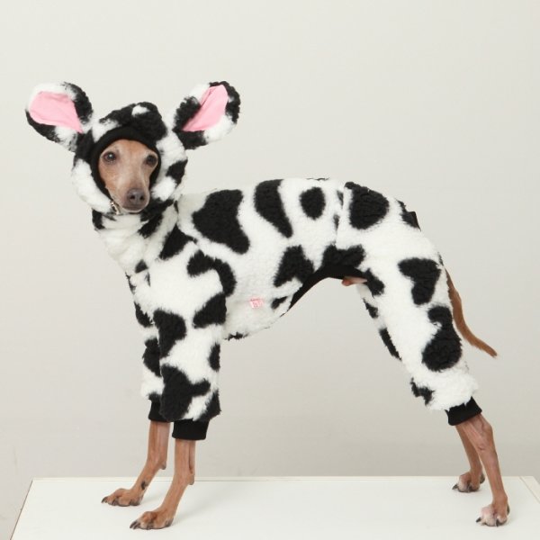 画像1: イタグレ服 S M L XL 2XL 3XL ウシさん フリース ロンパース つなぎ 小型犬 中型犬 大型犬 冬服 韓国犬服 doggystar ドッギースター 1/15より致します (1)