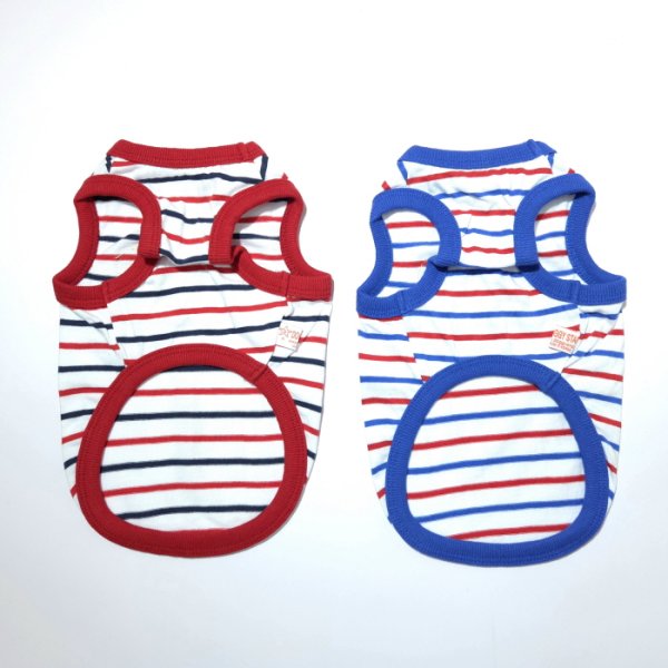 画像3: 犬服 ボーダー スマイル シンプル タンクトップ S M L XL 2XL 3XL 4XL 5XL 6XL 小型犬 中型犬 大型犬 春 夏 袖なし おしゃれ ペット服 doggystar ドッギースター  (3)