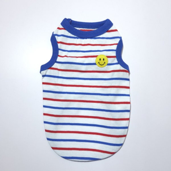 画像5: 犬服 ボーダー スマイル シンプル タンクトップ S M L XL 2XL 3XL 4XL 5XL 6XL 小型犬 中型犬 大型犬 春 夏 袖なし おしゃれ ペット服 doggystar ドッギースター  (5)