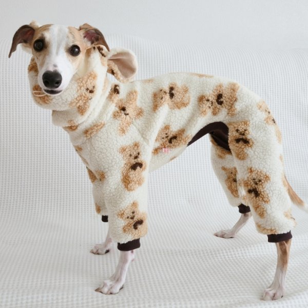 画像31: イタグレ服 S M L XL 2XL 3XL くまさん フリース ロンパース つなぎ 小型犬 中型犬 大型犬 冬服 韓国犬服 doggystar ドッギースター 9月初旬発送出来ます (31)