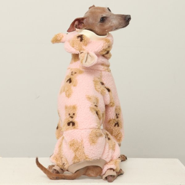 画像18: イタグレ服 S M L XL 2XL 3XL くまさん フリース ロンパース つなぎ 小型犬 中型犬 大型犬 冬服 韓国犬服 doggystar ドッギースター 9月初旬発送出来ます (18)