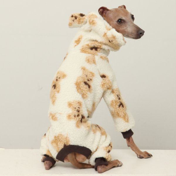 画像29: イタグレ服 S M L XL 2XL 3XL くまさん フリース ロンパース つなぎ 小型犬 中型犬 大型犬 冬服 韓国犬服 doggystar ドッギースター 9月初旬発送出来ます (29)