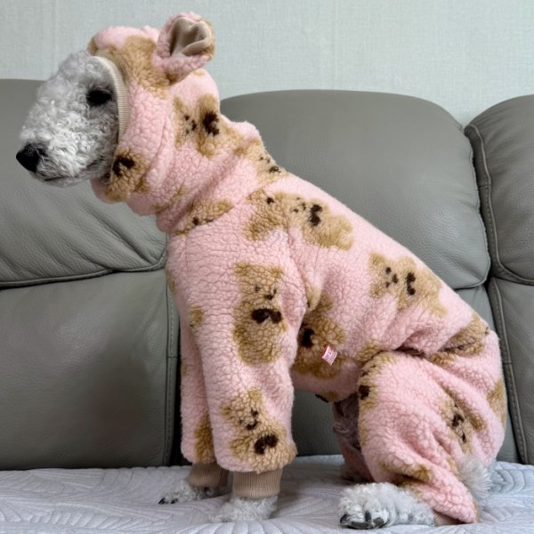 画像21: イタグレ服 S M L XL 2XL 3XL くまさん フリース ロンパース つなぎ 小型犬 中型犬 大型犬 冬服 韓国犬服 doggystar ドッギースター 9月初旬発送出来ます (21)
