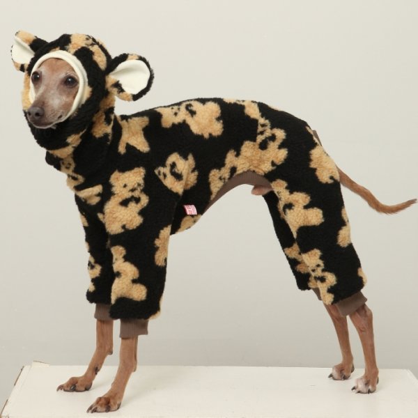 画像8: イタグレ服 S M L XL 2XL 3XL くまさん フリース ロンパース つなぎ 小型犬 中型犬 大型犬 冬服 韓国犬服 doggystar ドッギースター 9月初旬発送出来ます (8)