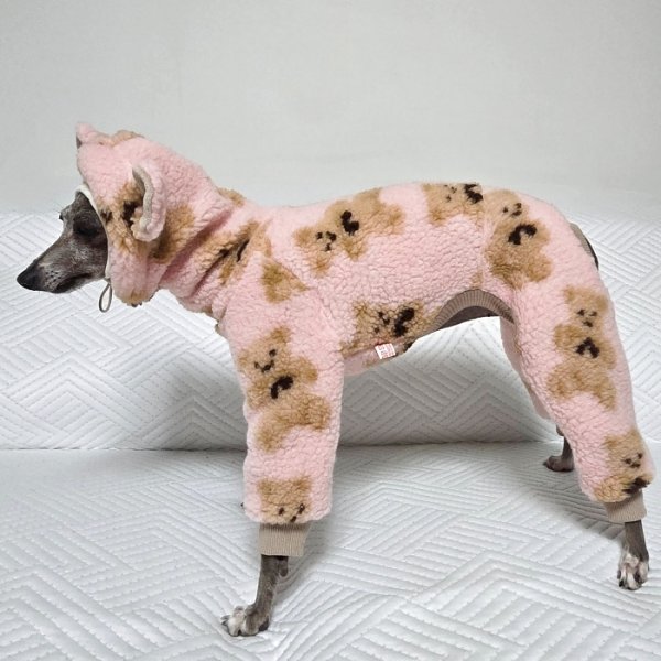 画像19: イタグレ服 S M L XL 2XL 3XL くまさん フリース ロンパース つなぎ 小型犬 中型犬 大型犬 冬服 韓国犬服 doggystar ドッギースター 9月初旬発送出来ます (19)