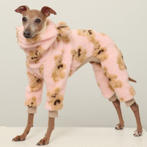 画像17: イタグレ服 S M L XL 2XL 3XL くまさん フリース ロンパース つなぎ 小型犬 中型犬 大型犬 冬服 韓国犬服 doggystar ドッギースター 9月初旬発送出来ます (17)