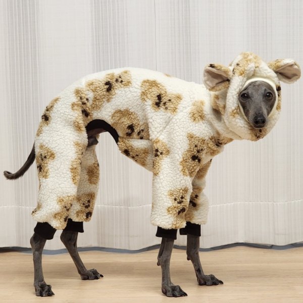 画像33: イタグレ服 S M L XL 2XL 3XL くまさん フリース ロンパース つなぎ 小型犬 中型犬 大型犬 冬服 韓国犬服 doggystar ドッギースター 9月初旬発送出来ます (33)